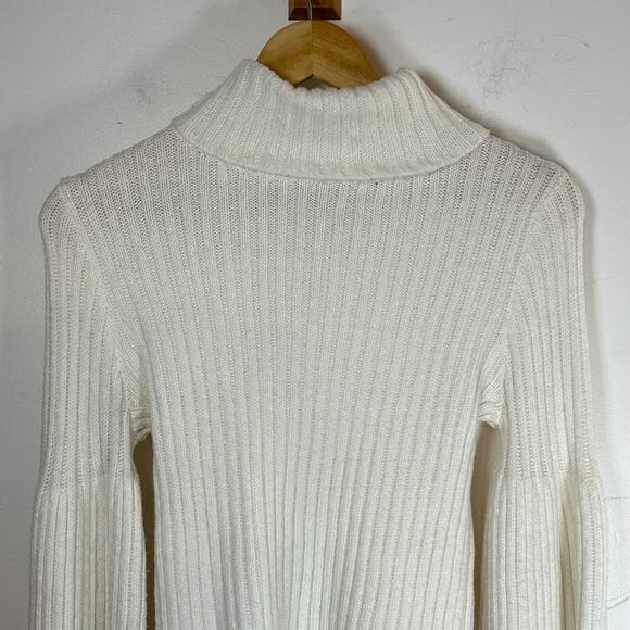 Guess turtleneck cable knit bell‎ sleeve sweater ribbed wool blend womans S - Picture 3 of 12